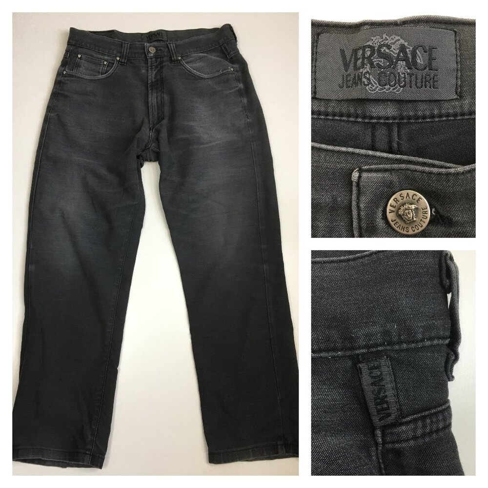VERSACE Jeans Couture Italy Gray Logo Hardware 5 Pocket Logo Hardware